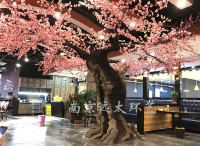 餐廳水泥仿真桃花樹